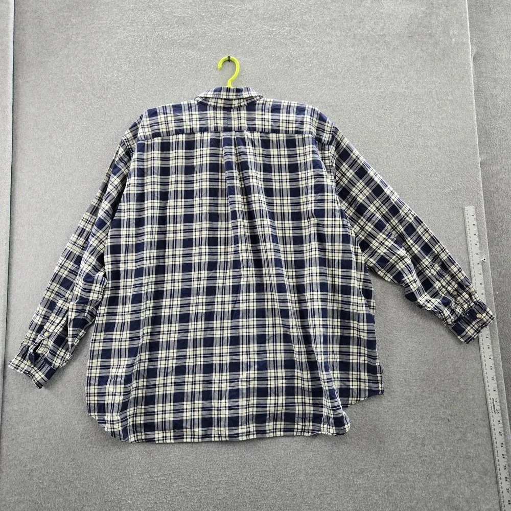 Ralph Lauren Men Button Up Shirt 4XB Navy Pony Embroidery Plaid Long